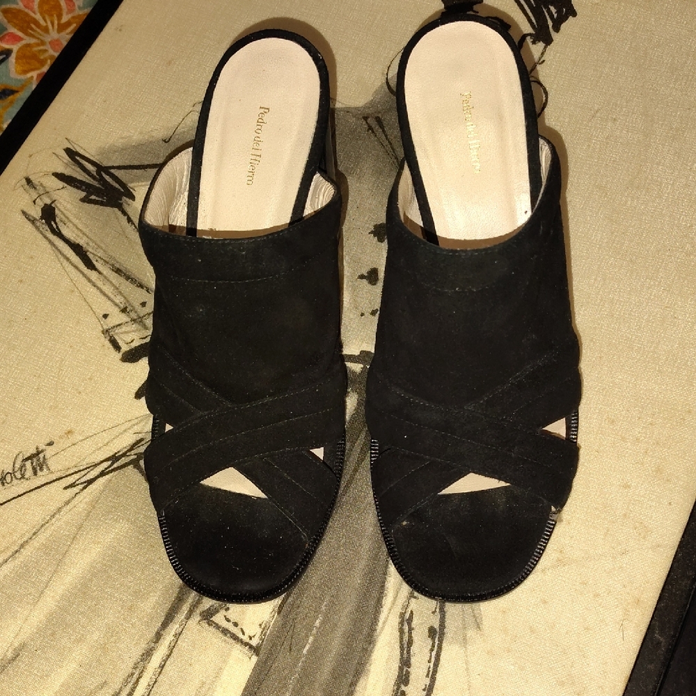 Black Suede Mules - Picture 2 of 9